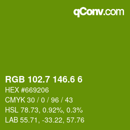 カラーコード: RGB 102.7 146.6 6 | qconv.com