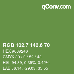 カラーコード: RGB 102.7 146.6 70 | qconv.com