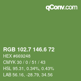 カラーコード: RGB 102.7 146.6 72 | qconv.com