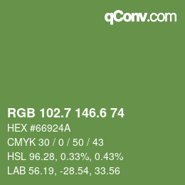 カラーコード: RGB 102.7 146.6 74 | qconv.com