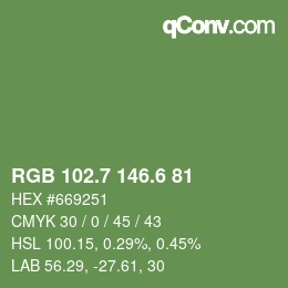 カラーコード: RGB 102.7 146.6 81 | qconv.com