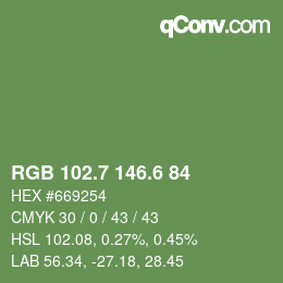 カラーコード: RGB 102.7 146.6 84 | qconv.com