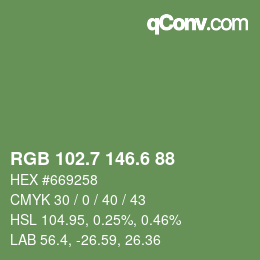 カラーコード: RGB 102.7 146.6 88 | qconv.com