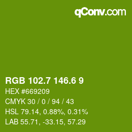 カラーコード: RGB 102.7 146.6 9 | qconv.com