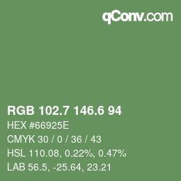 カラーコード: RGB 102.7 146.6 94 | qconv.com