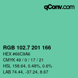 カラーコード: RGB 102.7 201 166 | qconv.com