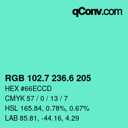カラーコード: RGB 102.7 236.6 205 | qconv.com