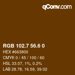 カラーコード: RGB 102.7 56.6 0 | qconv.com