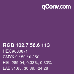カラーコード: RGB 102.7 56.6 113 | qconv.com