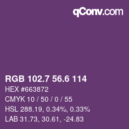 カラーコード: RGB 102.7 56.6 114 | qconv.com