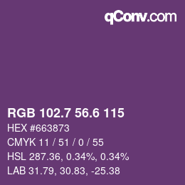カラーコード: RGB 102.7 56.6 115 | qconv.com