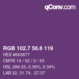 カラーコード: RGB 102.7 56.6 119 | qconv.com
