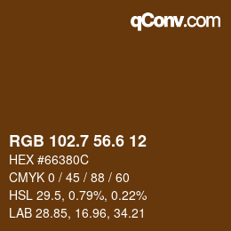 カラーコード: RGB 102.7 56.6 12 | qconv.com