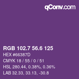 カラーコード: RGB 102.7 56.6 125 | qconv.com