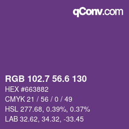 カラーコード: RGB 102.7 56.6 130 | qconv.com