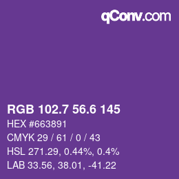 カラーコード: RGB 102.7 56.6 145 | qconv.com