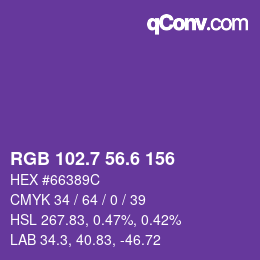 カラーコード: RGB 102.7 56.6 156 | qconv.com