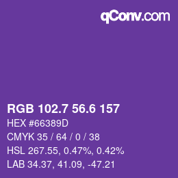 カラーコード: RGB 102.7 56.6 157 | qconv.com