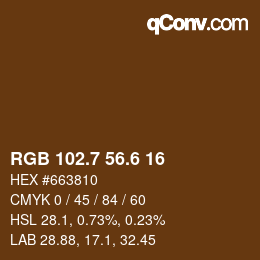 カラーコード: RGB 102.7 56.6 16 | qconv.com