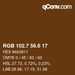 カラーコード: RGB 102.7 56.6 17 | qconv.com