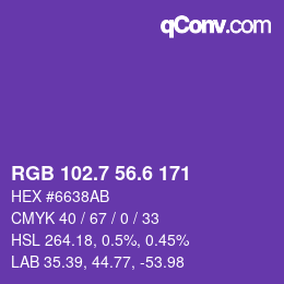カラーコード: RGB 102.7 56.6 171 | qconv.com