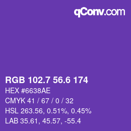 カラーコード: RGB 102.7 56.6 174 | qconv.com