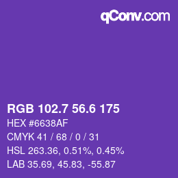 カラーコード: RGB 102.7 56.6 175 | qconv.com