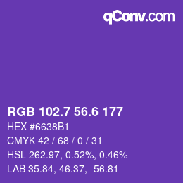 カラーコード: RGB 102.7 56.6 177 | qconv.com