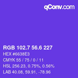 颜色代码: RGB 102.7 56.6 227 | qconv.com