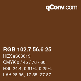 カラーコード: RGB 102.7 56.6 25 | qconv.com