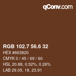 カラーコード: RGB 102.7 56.6 32 | qconv.com