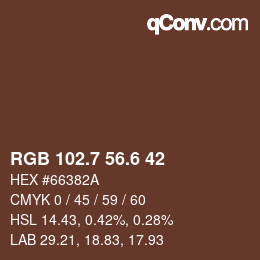 カラーコード: RGB 102.7 56.6 42 | qconv.com
