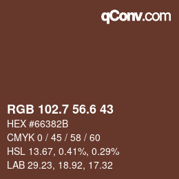 カラーコード: RGB 102.7 56.6 43 | qconv.com