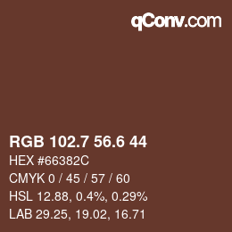 カラーコード: RGB 102.7 56.6 44 | qconv.com