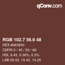 カラーコード: RGB 102.7 56.6 48 | qconv.com