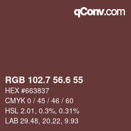 カラーコード: RGB 102.7 56.6 55 | qconv.com