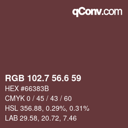 カラーコード: RGB 102.7 56.6 59 | qconv.com