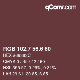 カラーコード: RGB 102.7 56.6 60 | qconv.com