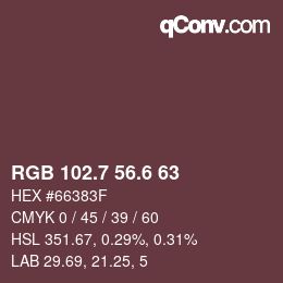カラーコード: RGB 102.7 56.6 63 | qconv.com