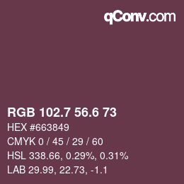 カラーコード: RGB 102.7 56.6 73 | qconv.com