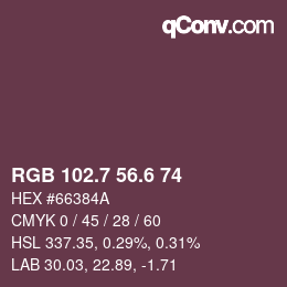 カラーコード: RGB 102.7 56.6 74 | qconv.com