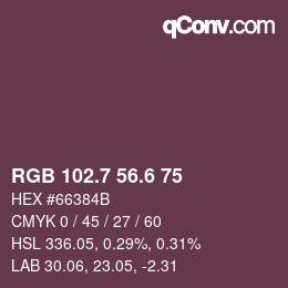 カラーコード: RGB 102.7 56.6 75 | qconv.com