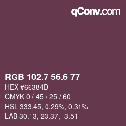 カラーコード: RGB 102.7 56.6 77 | qconv.com
