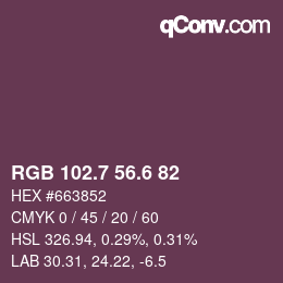 カラーコード: RGB 102.7 56.6 82 | qconv.com