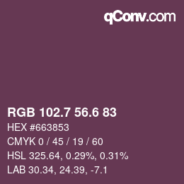 カラーコード: RGB 102.7 56.6 83 | qconv.com