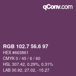カラーコード: RGB 102.7 56.6 97 | qconv.com