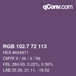 カラーコード: RGB 102.7 72 113 | qconv.com
