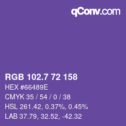 カラーコード: RGB 102.7 72 158 | qconv.com