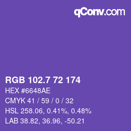 カラーコード: RGB 102.7 72 174 | qconv.com
