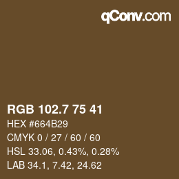 カラーコード: RGB 102.7 75 41 | qconv.com